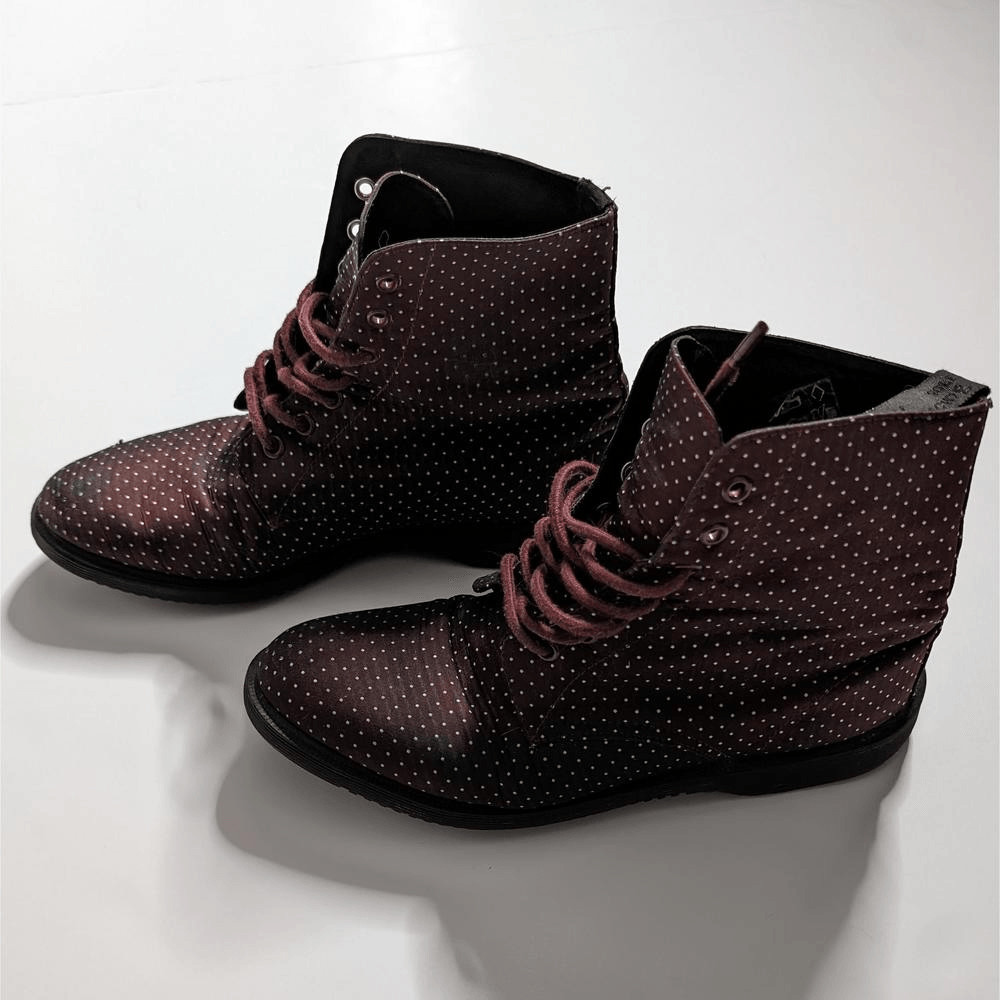 Dr. Martens Evan Ankle Lace Up Boots Polka Dots Pattern Size 9