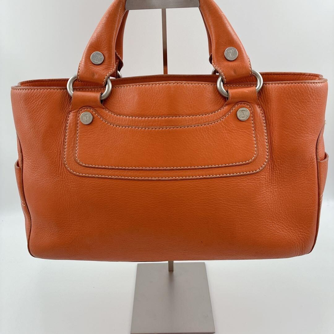 CELINE Boogie Bag Leather Orange Vintage Authentic From Japan