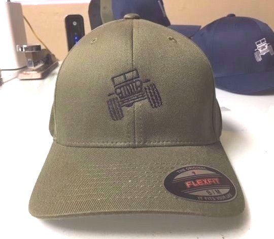 Jeep 4X4 Off Road Wrangler Embroidered Flexfit Ball Cap Hat Black Olive or Navy