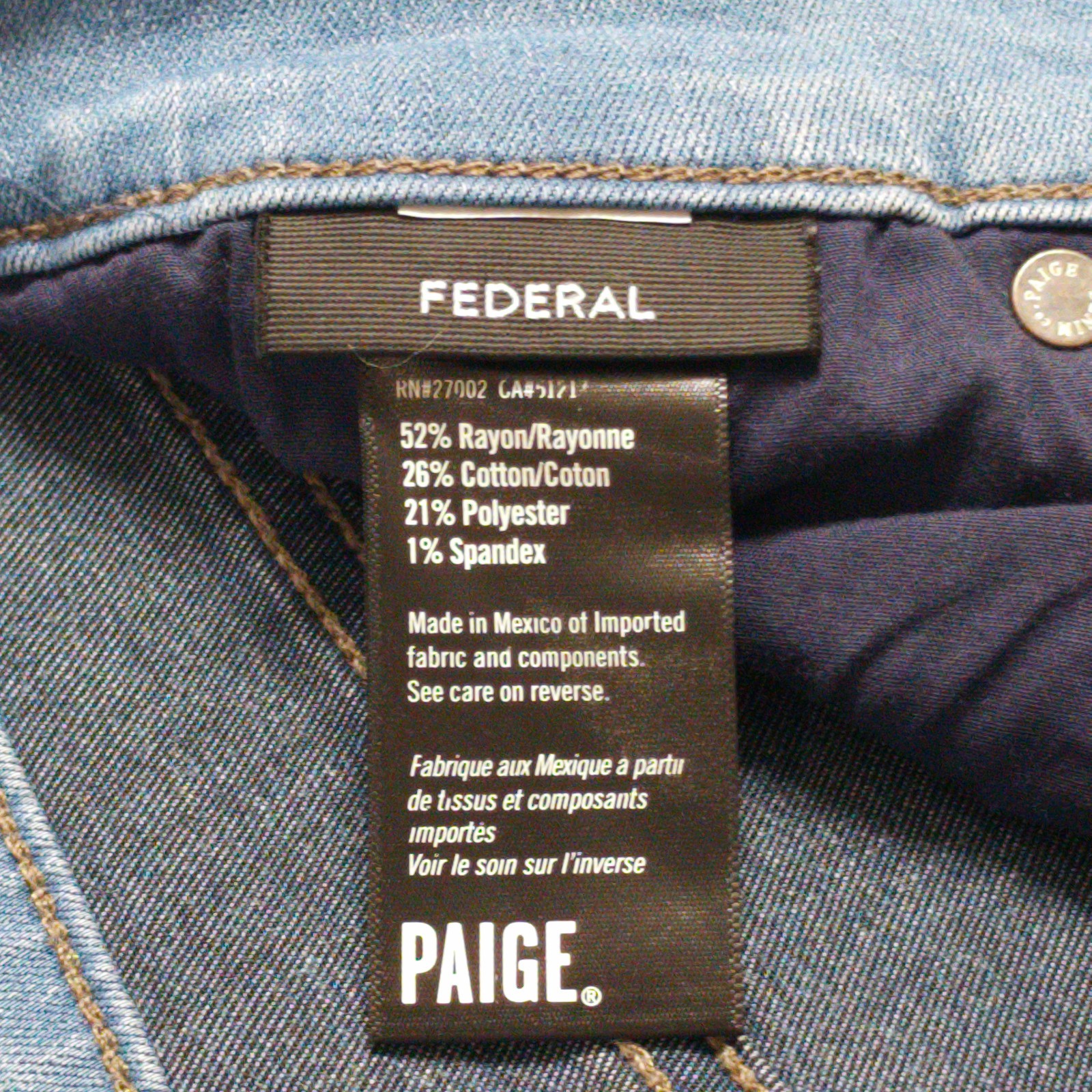 PAIGE Federal Men’s Jeans 34×33 Eberheart Light Blue Slim Straight
