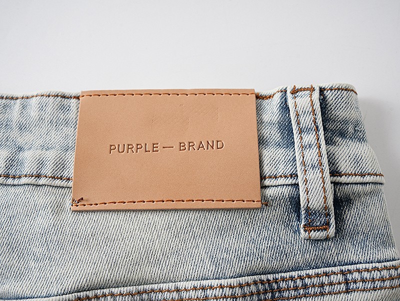 purple Brand Light Wash Faded Blue Camo Distressed Jorts Men’s