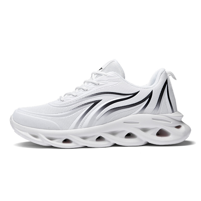 Men’s Flame Printed Sneakers Flying Weave Sports Shoes Lace-up Breathable Shoes