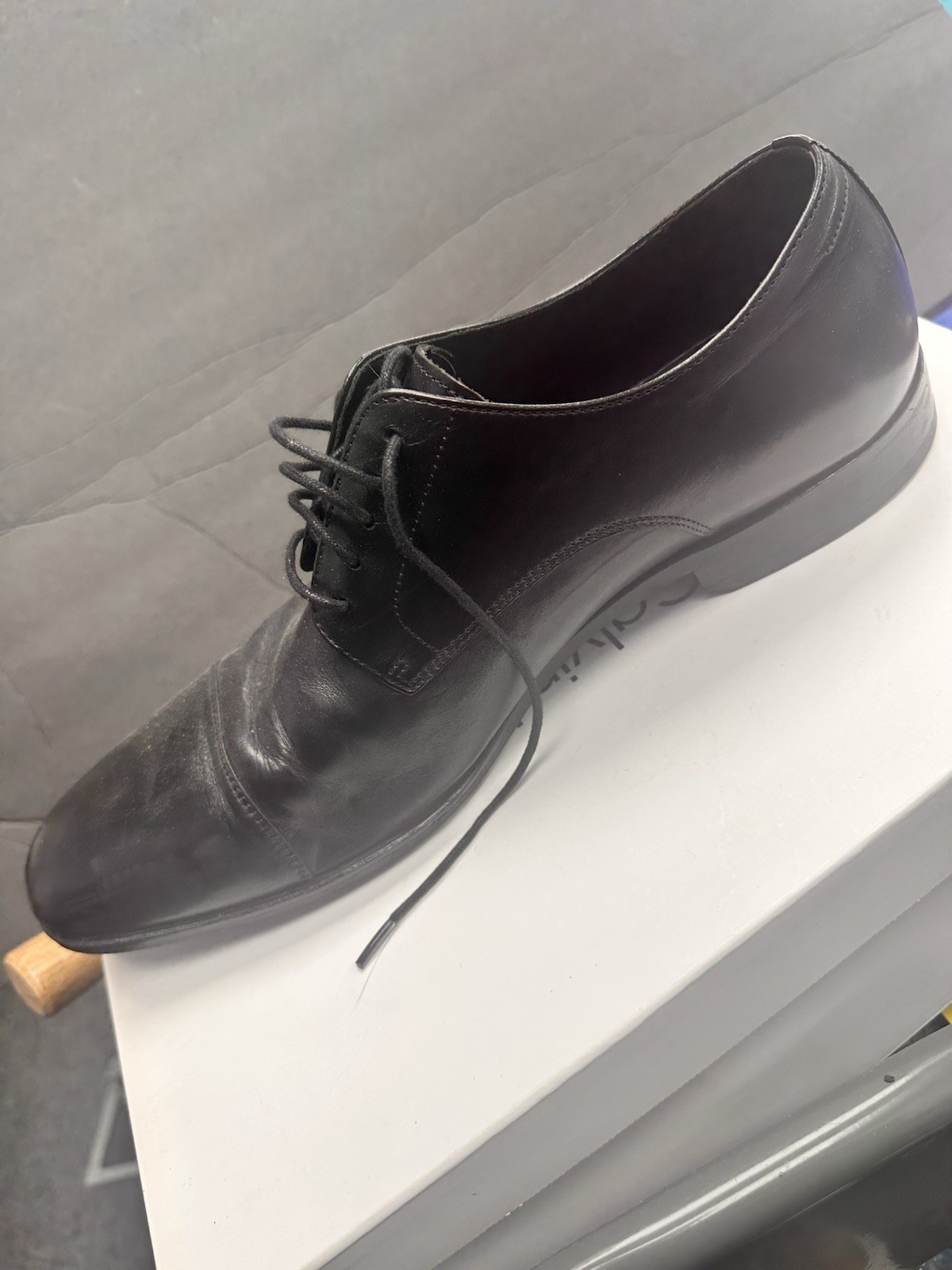 BOSS Hugo Boss Black Leather Cap Toe Lace-Up Oxford Dress Shoes Men’s 10.5
