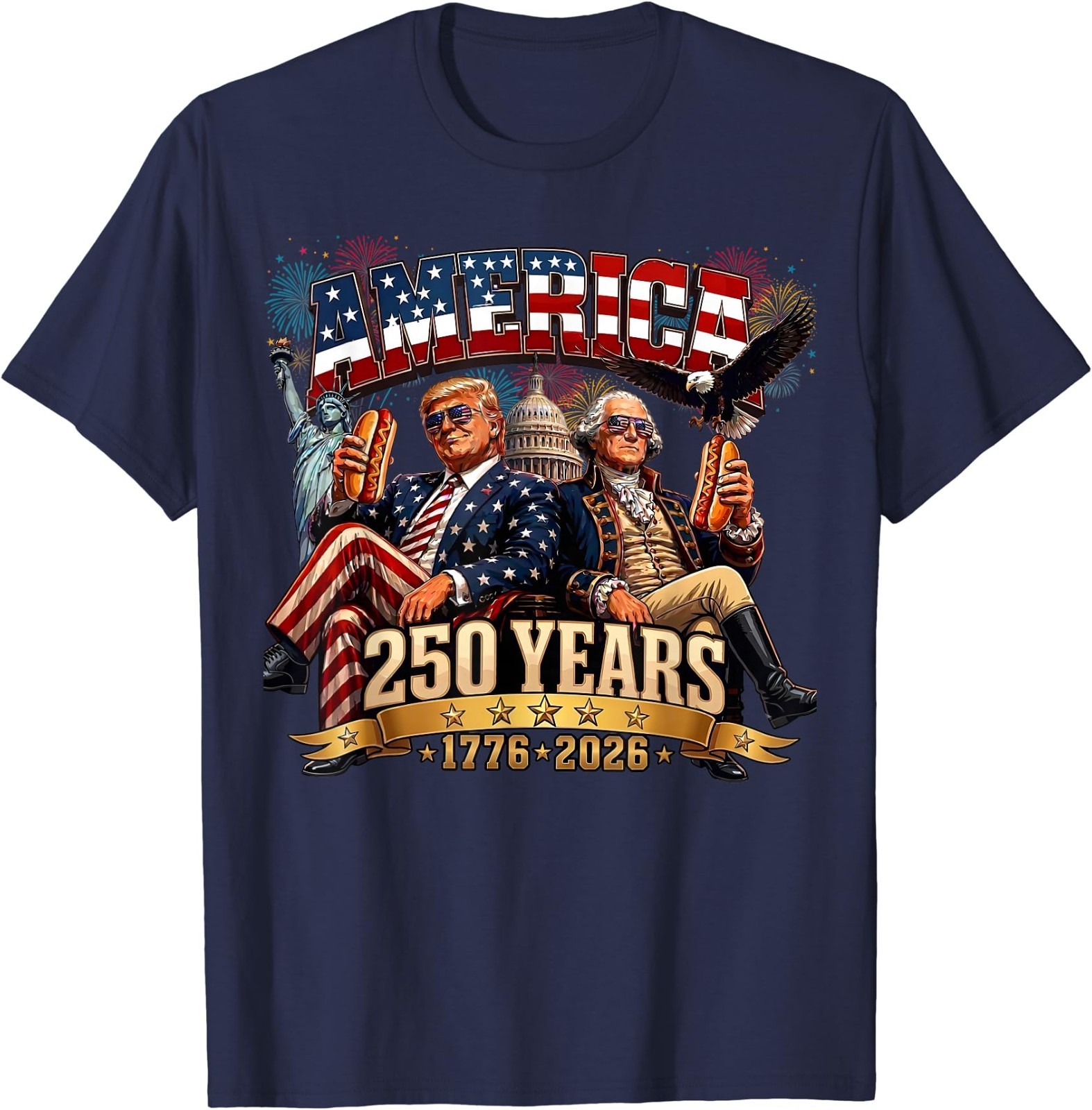 250 Years America Anniversary 250th Trump Washington Vintage T-Shirt