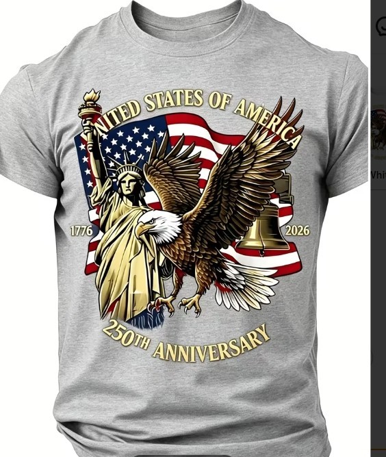 Men’s Patriotic USA 250th Anniversary T-Shirt 1776-2026 American Independence Te