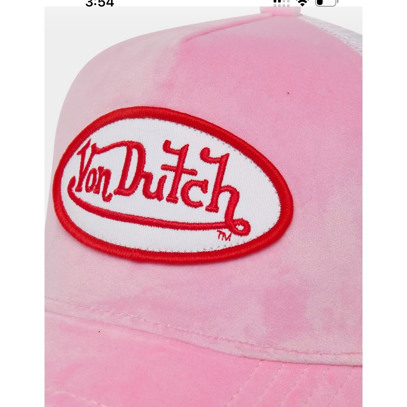 NEW Von Dutch Pink Velvet White Mesh Trucker SnapBack White Red Patch Unisex hat
