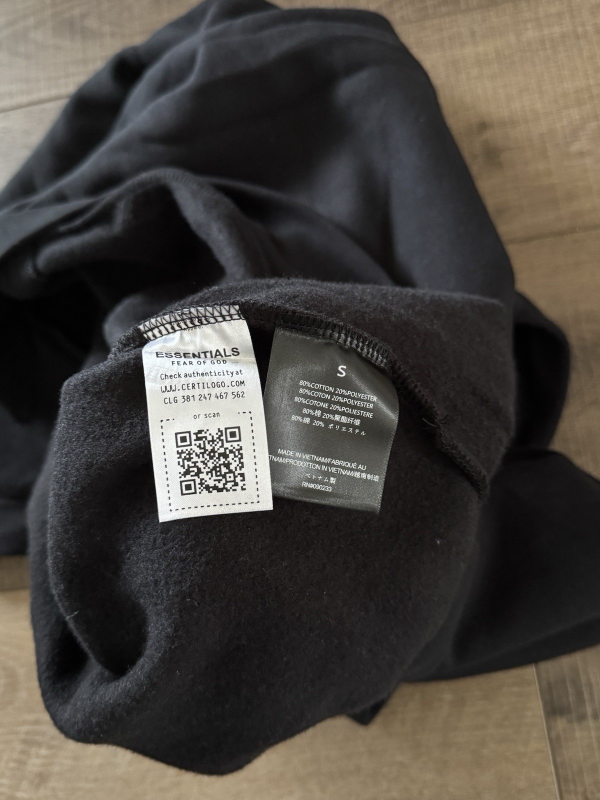 Fear Of God Essentials Hoodie “Black” Size S