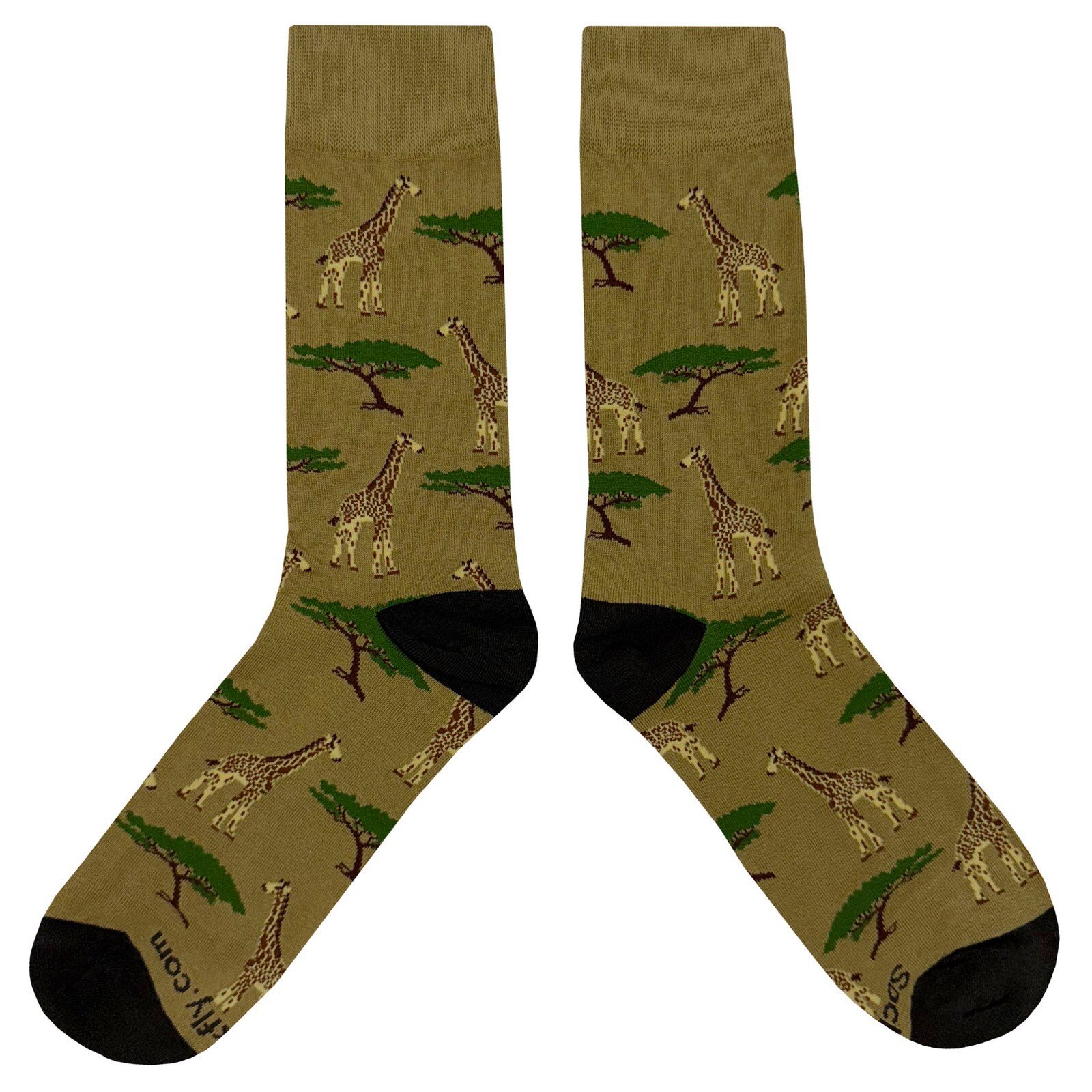 NWT Giraffe Savanna Dress Socks Novelty Men 8-12 Tan Crazy Fun Sockfly