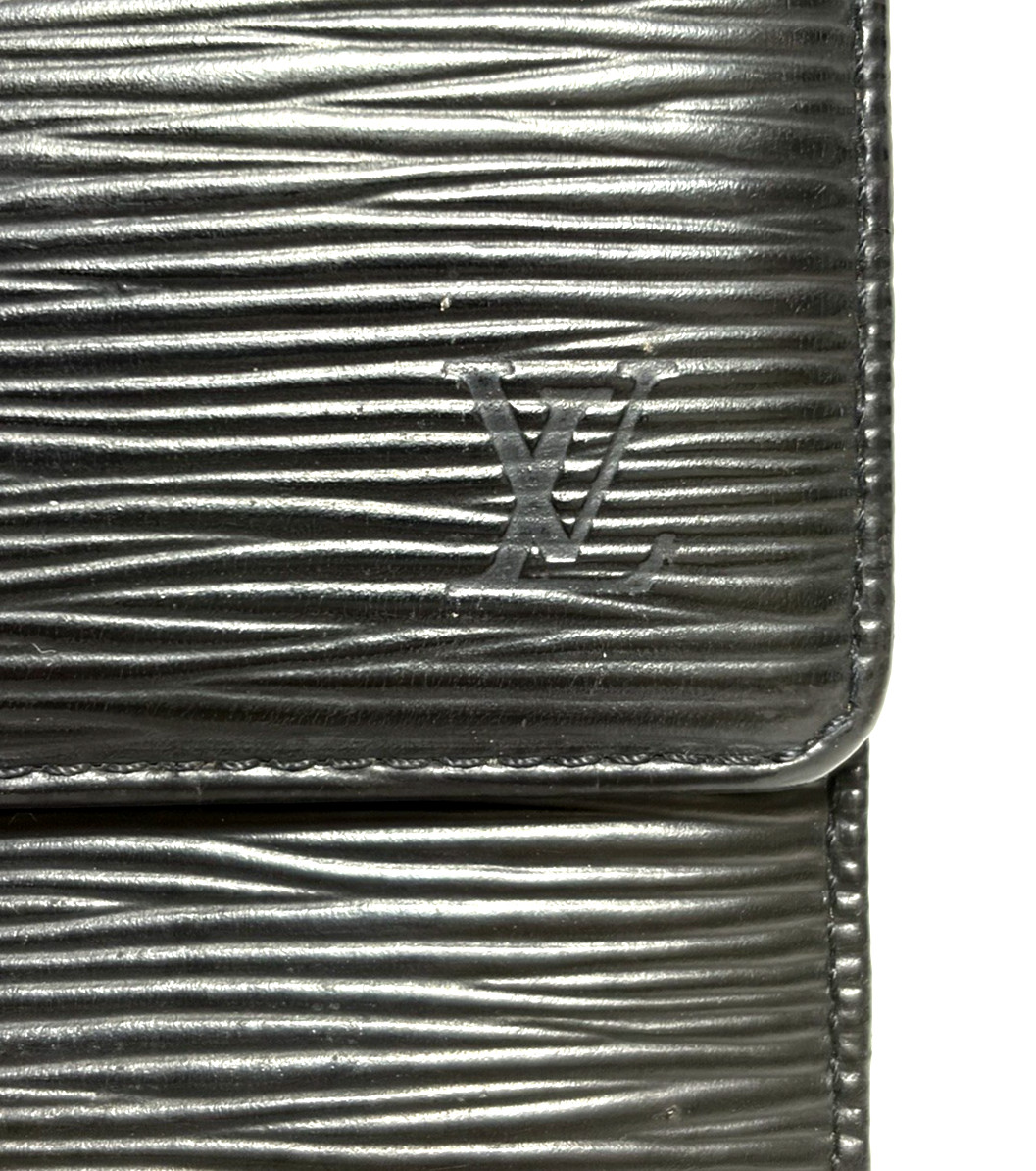Louis Vuitton Black Epi Leather Long Wallet Tri-fold Wallet Made in Spain