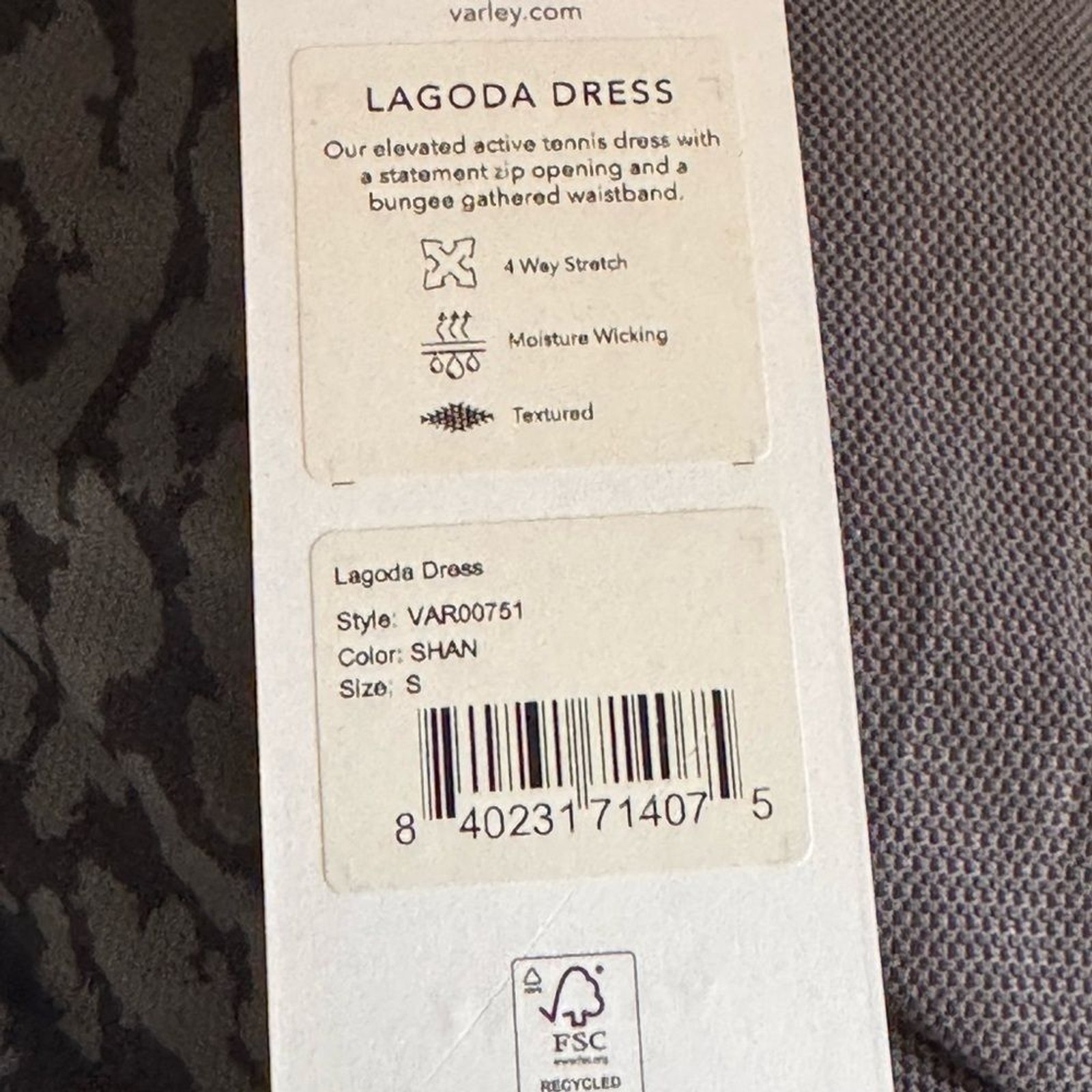 NWT Varley Lagoda Tennis Dress Shadow Animal Print Small Pickleball