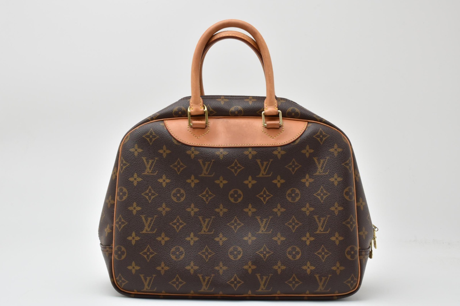LOUIS VUITTON LV Logo Deauville Hand Bag Tote Bag Monogram Leather Brown M47270