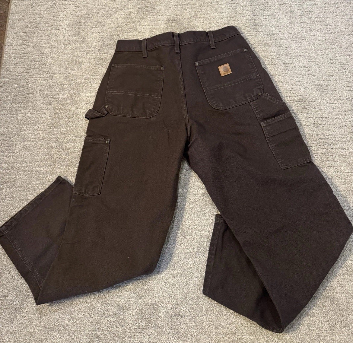 Carhartt Mocha Brown Double Knee Work Wear Carpenter Pants 33×30 B136-DKB