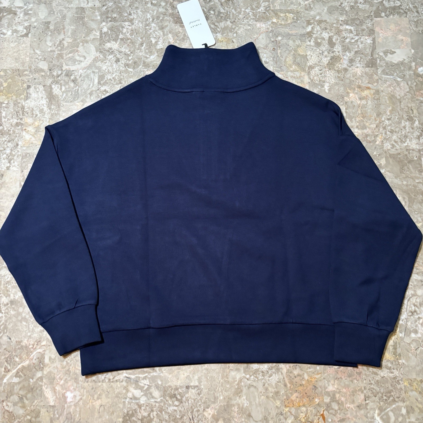 Varley Sweatshirt Womens Medium Blue Double Soft Knit Hawley Half Zip NEW