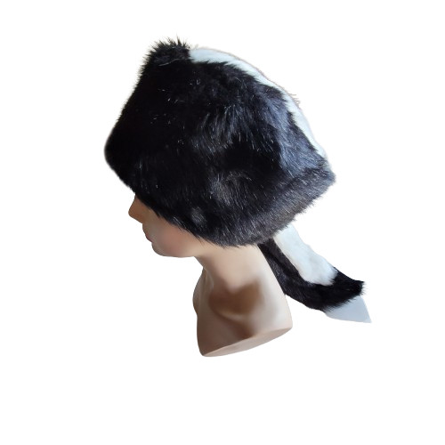 Skunk Hat Faux Fur & Tail Cap Warm Soft S-XL Size Mountain Men Coon Crockett