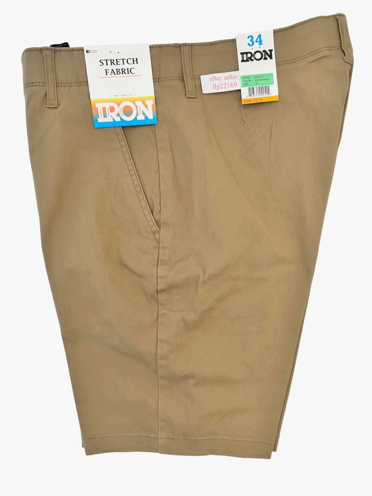 IRON CO Men’s Stretch Shorts (SIZE 34) Flex Waist Flat Front BOARDWALK New Tag!