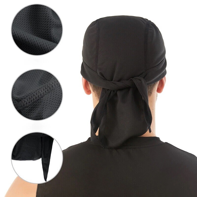 Durag Skull Cap Head Wrap Biker Motorcycle Du Do Black Bandana Paisley Doo Rag
