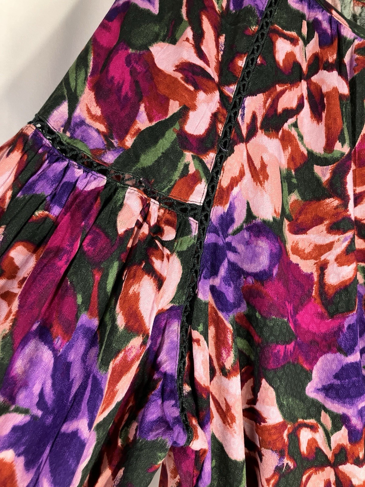 Terra & Sky 4X NWT Green Purple Pink LS Tunic Top Embroidered Boho Artsy