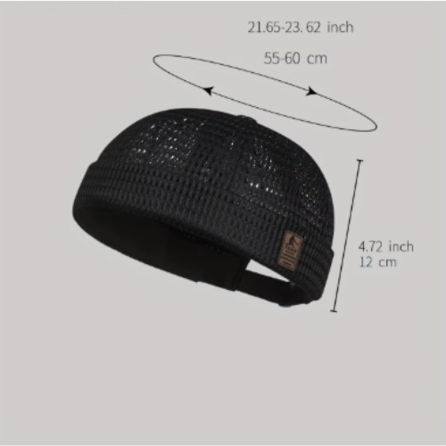 Men Breathable Mesh Skullcap Summer Brimless Hat Adjustable Docker Beanie