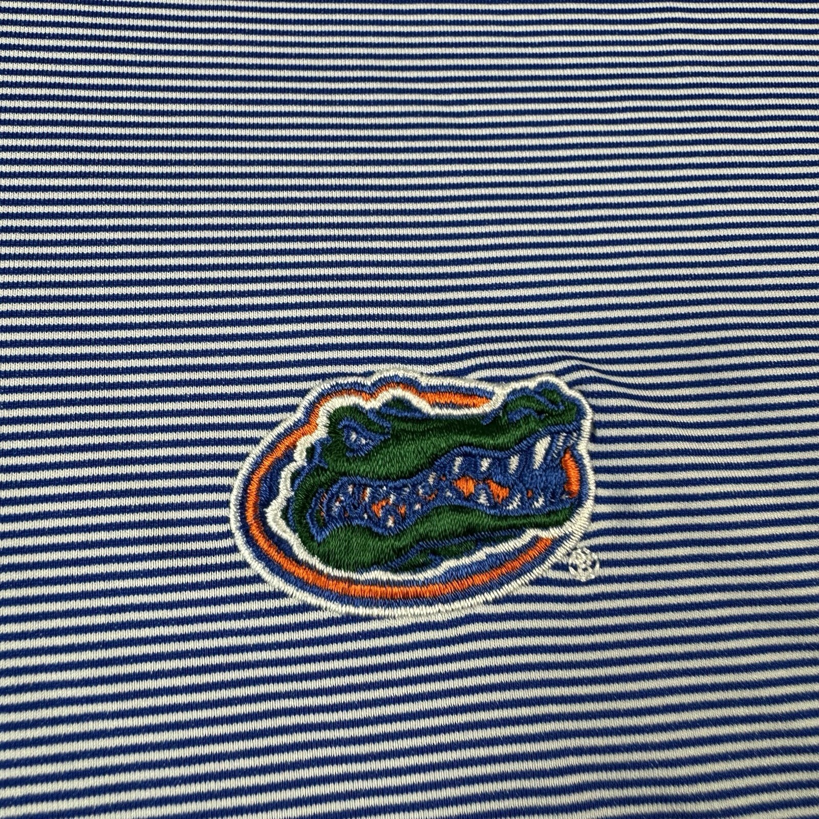 Peter Millar Blue White Striped Florida Gators Performance Half Zip Size Large
