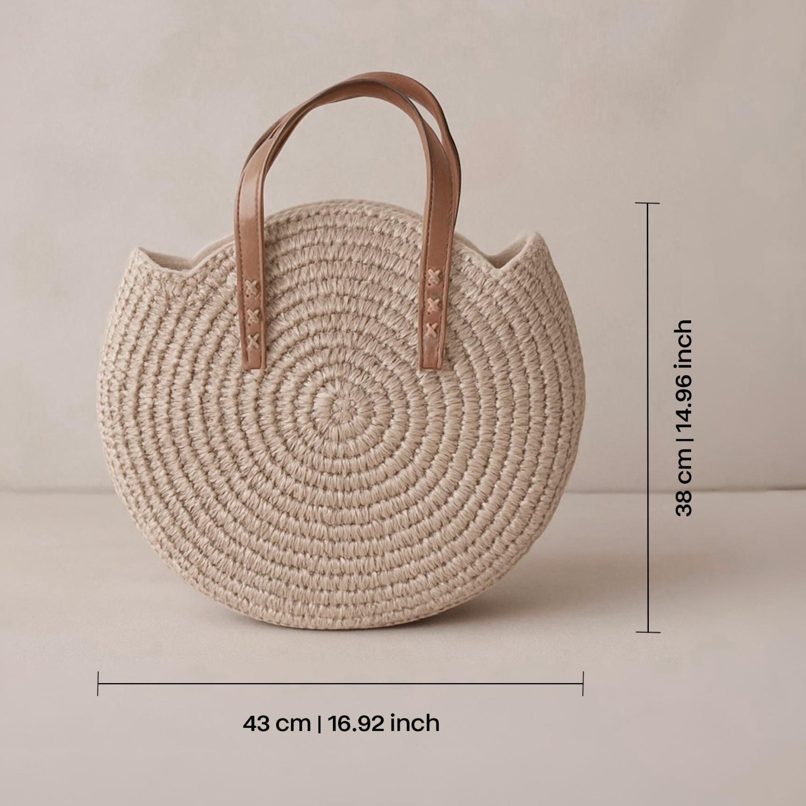 Handmade Boho Round Straw Bag Beach Tote Lightweight Summer Free Shipping US