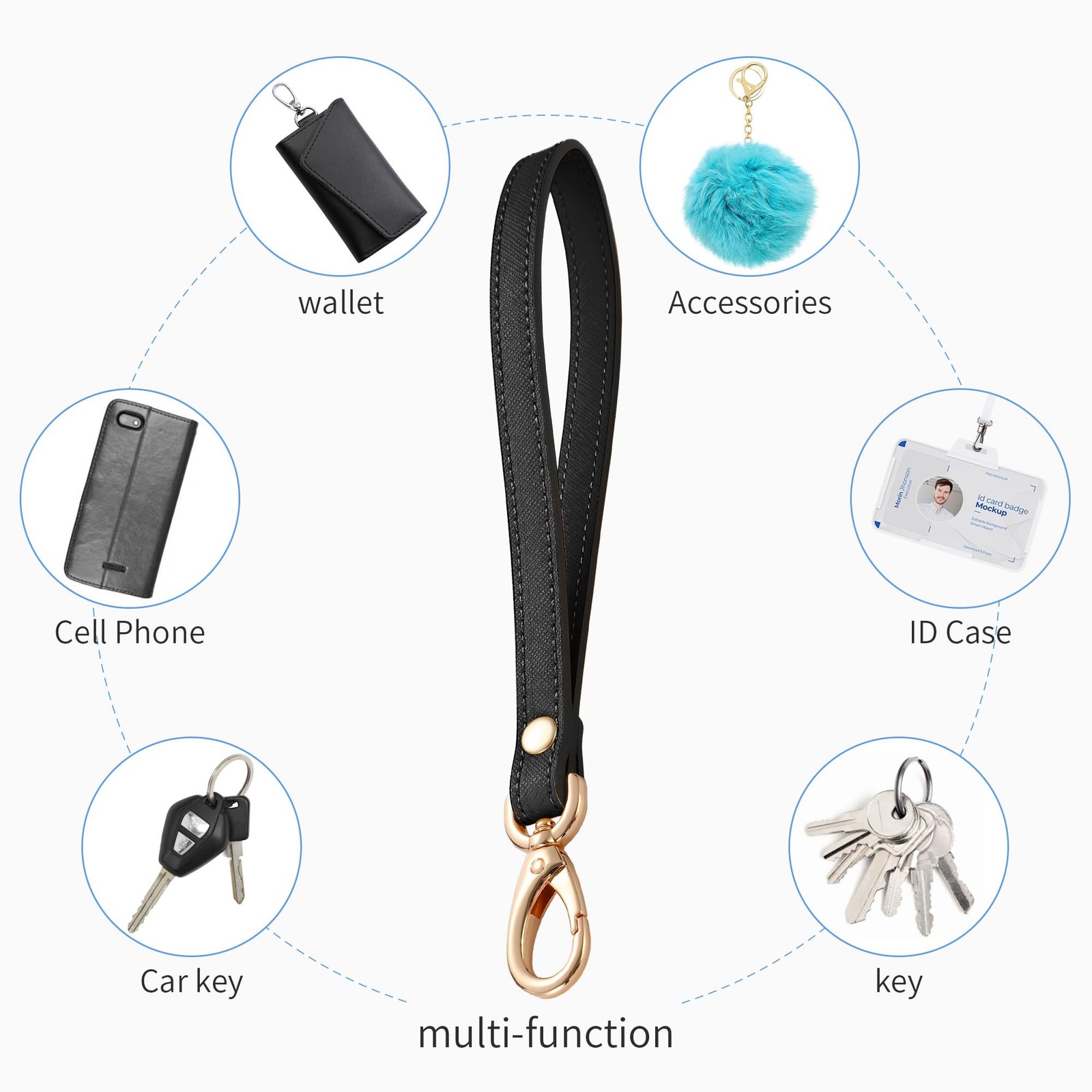 Wristlet Strap, Leather Wrist Lanyard Hand Strap Replacement for Purse Clutch…