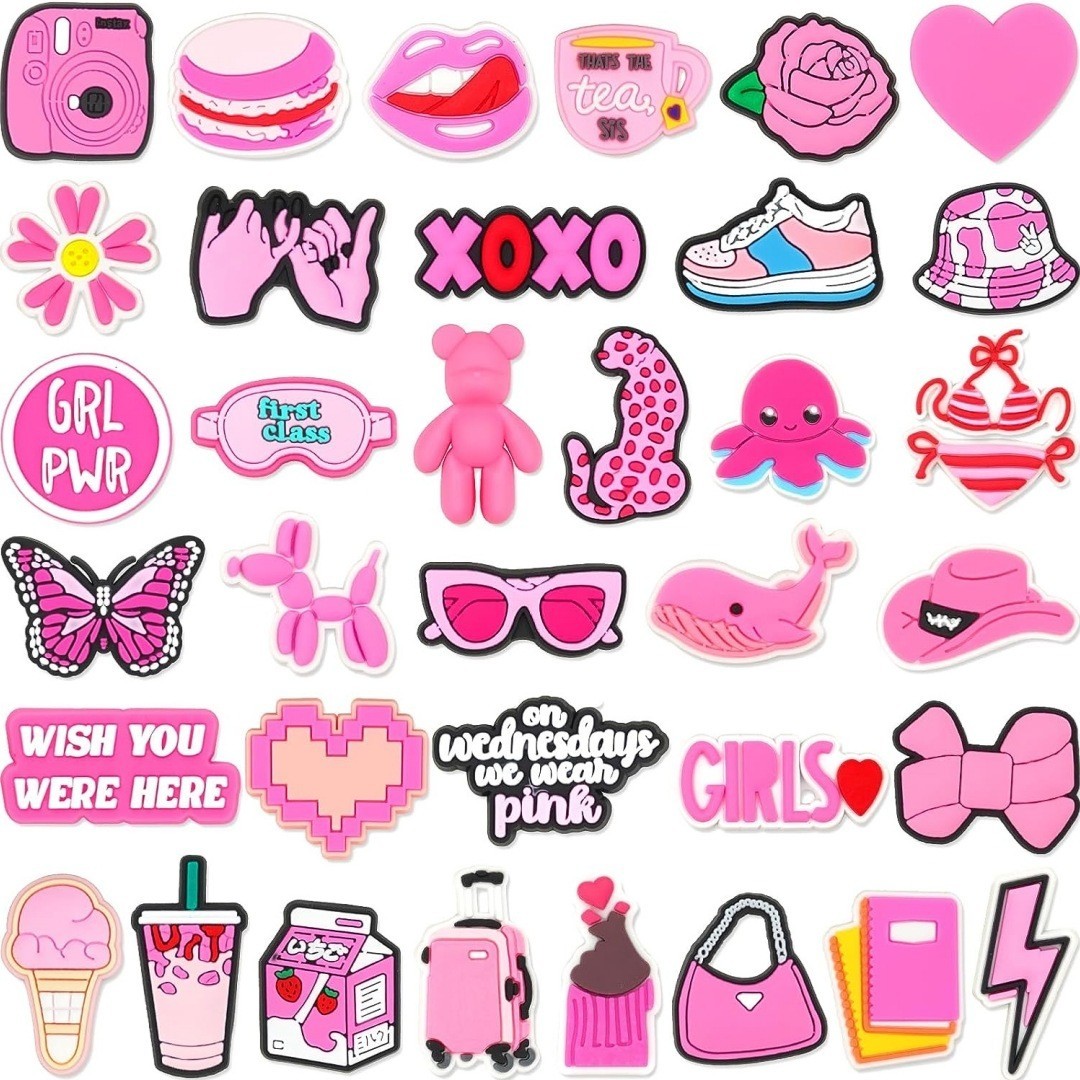 90 Pcs Mixed Pvc Shoe Charms Lot Different Charms Fit For Croc Clog Sandals USA