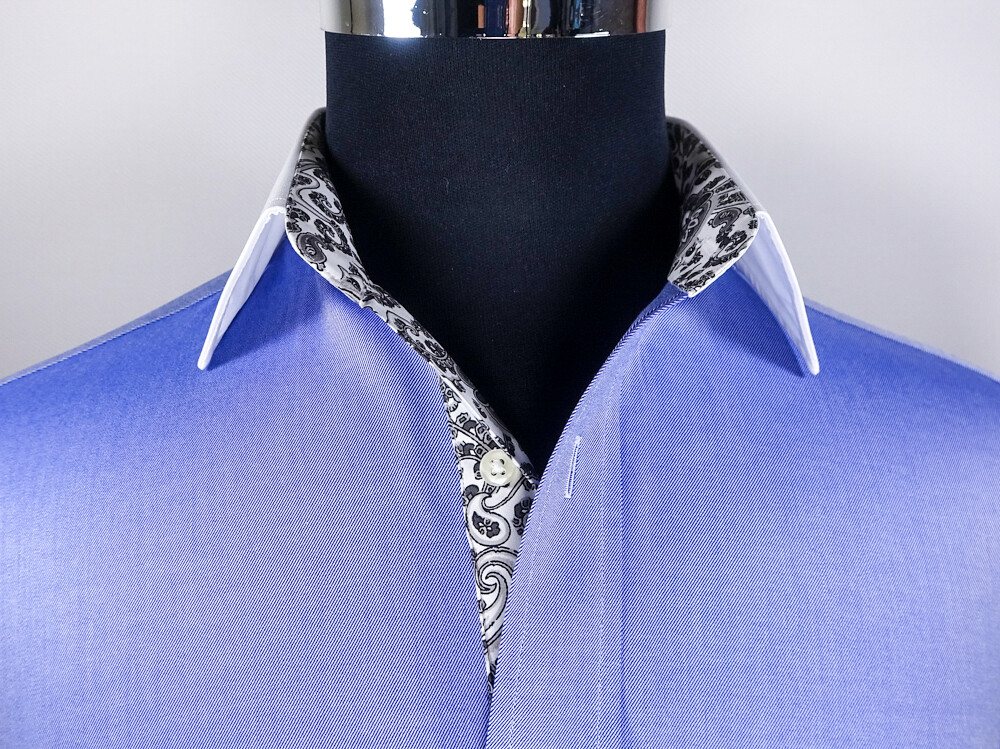 Blue La Plata WInchester Designed Formal Business Dress Shirt Single Cuff Boss
