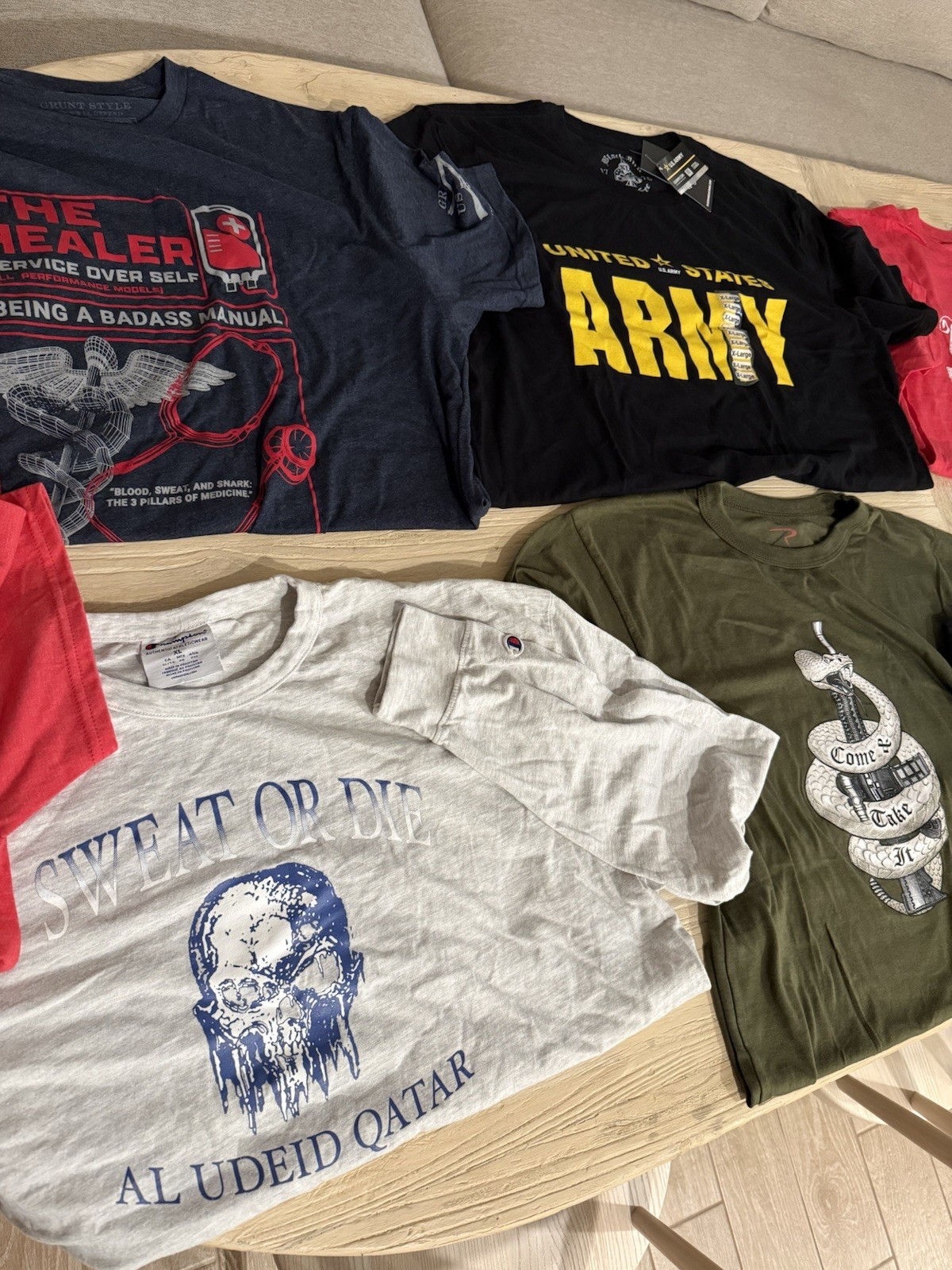 Lot Of 10 Patriotic / Military Shirts 9xXL, 1xL (Grunt Style/ Hero company/etc)