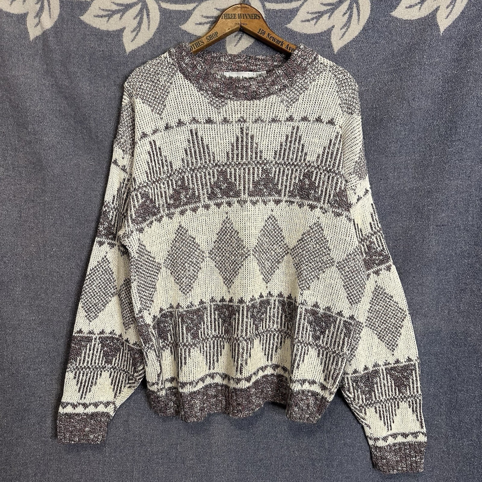 JJ Cochran Crewneck Knit Natural Blend Sweater Large Made In USA Vintage
