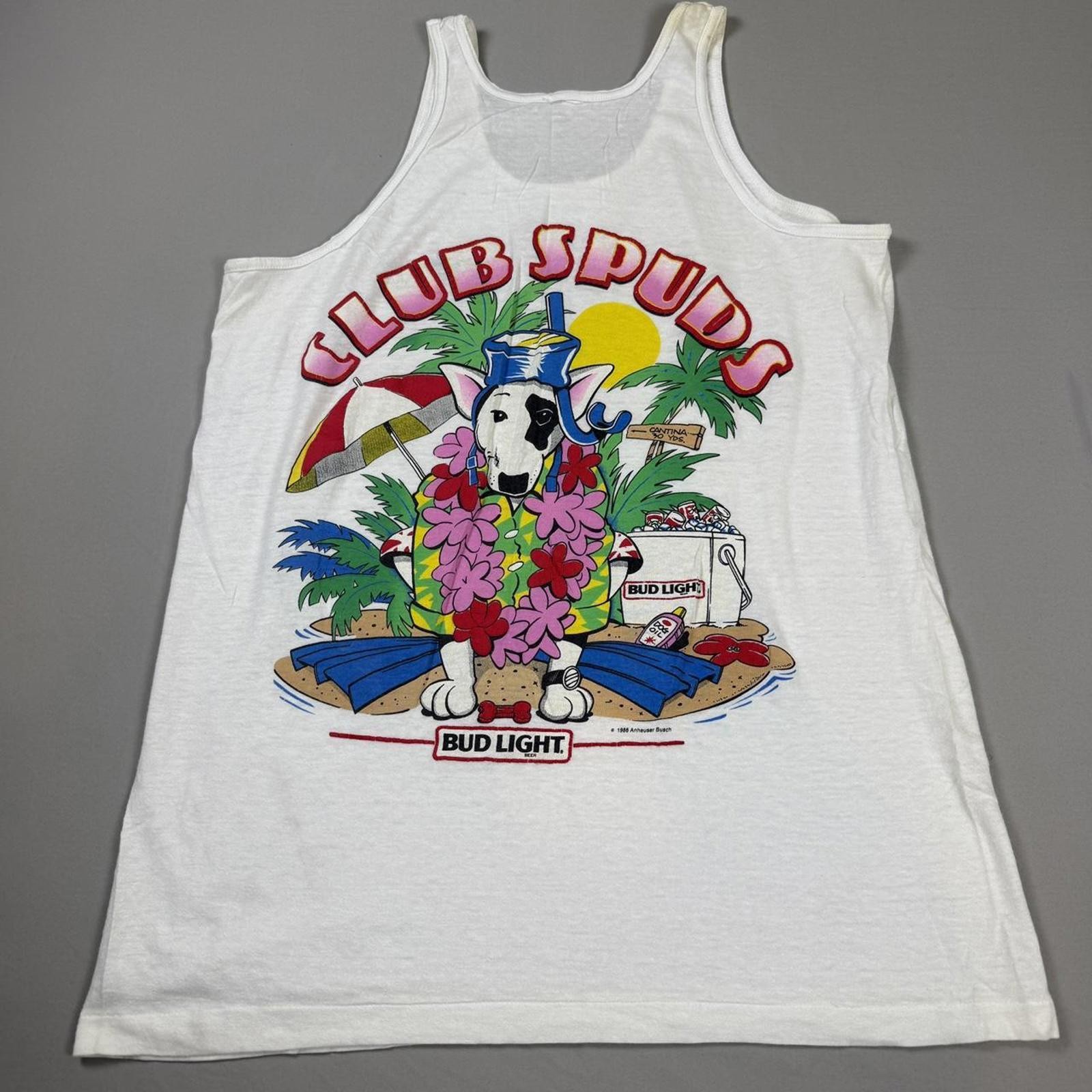 1980s Club Spuds Mackenzie Bud Light Promo Tank w/ Dog on a vacation