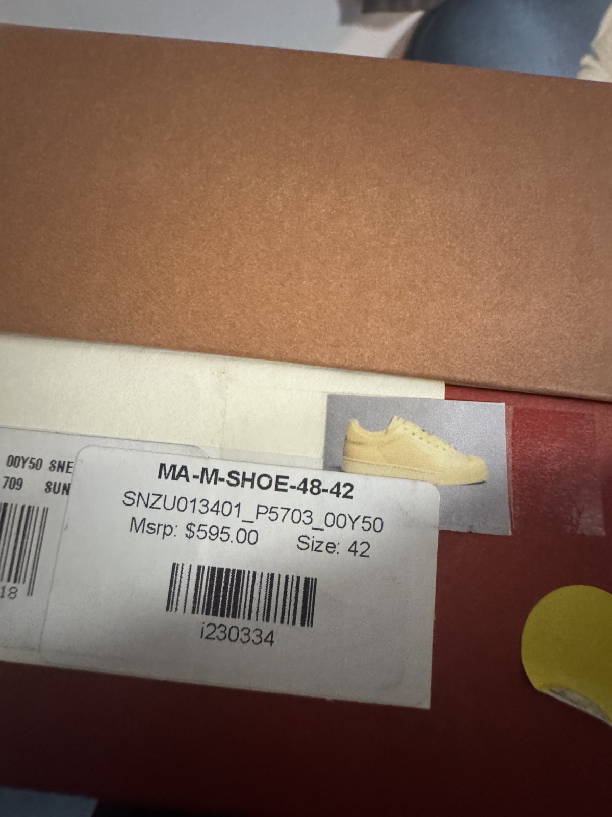 Marni yellow leather low top sneakers size EU 42 new with box