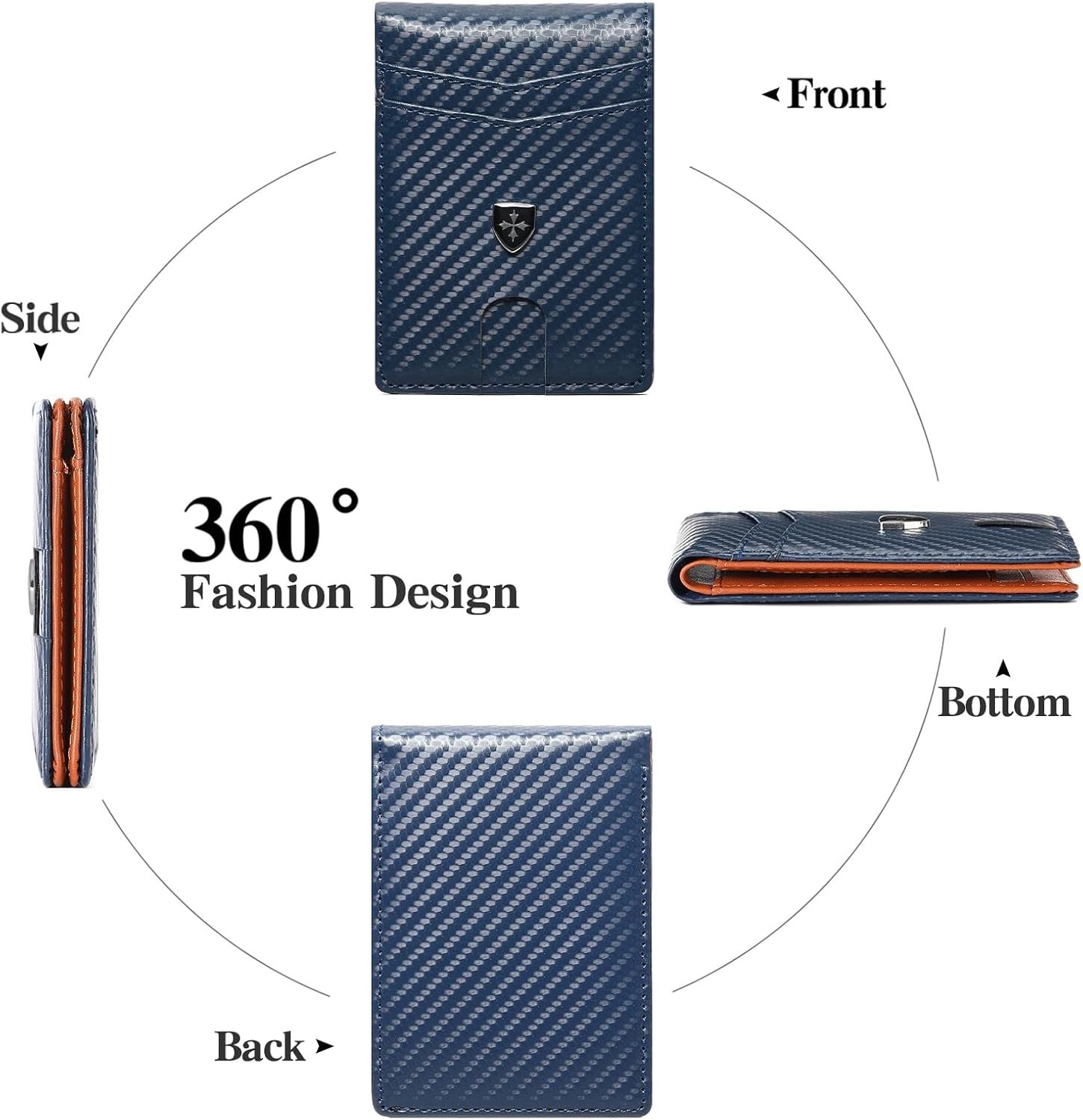 Mens Wallet Leather Credit Card Holder Slim Bifold RFID Blocking Front Pockets M