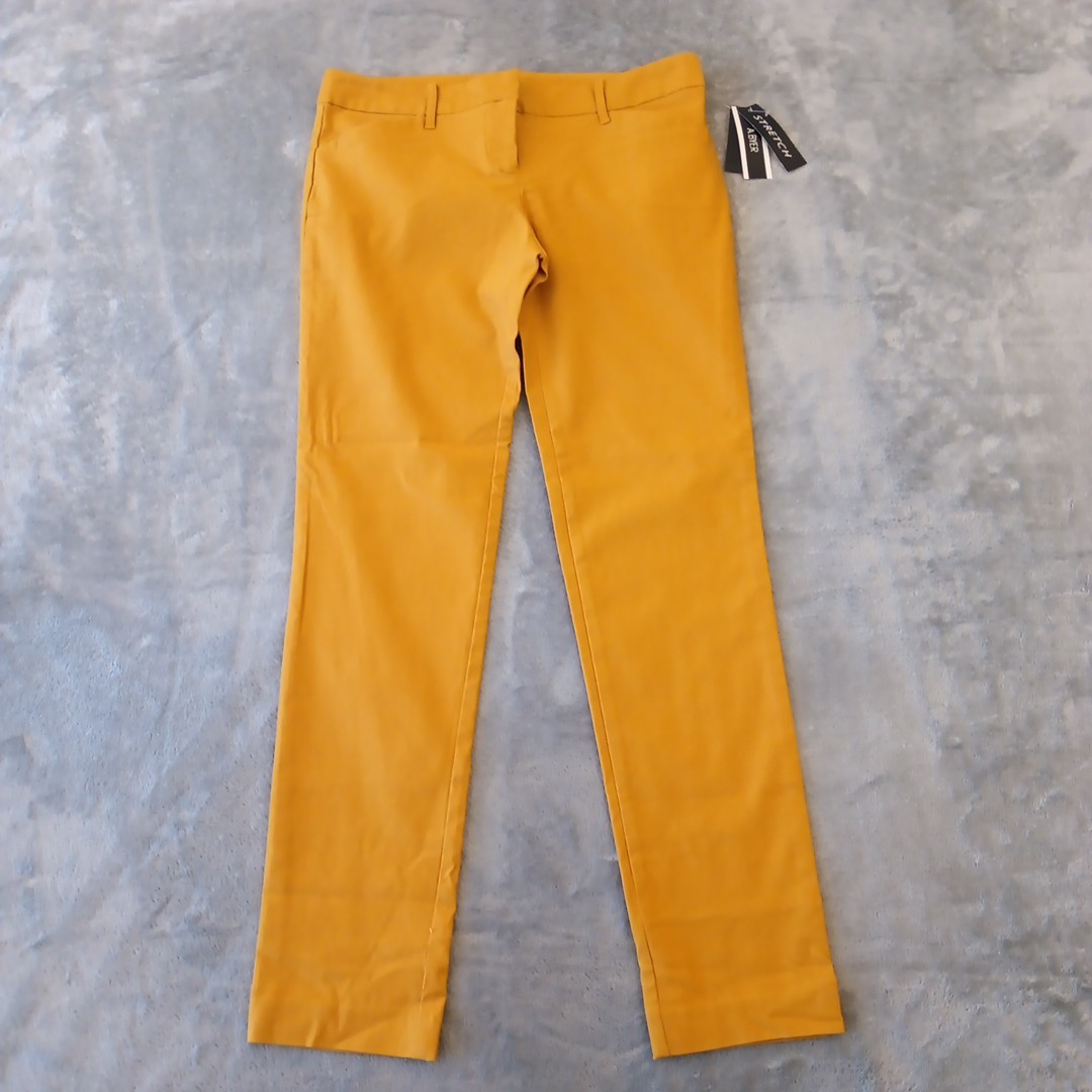A. Buyer Ankle Pants Womens Size 9 Yellow Skinny Stretch Pockets 30×28 New