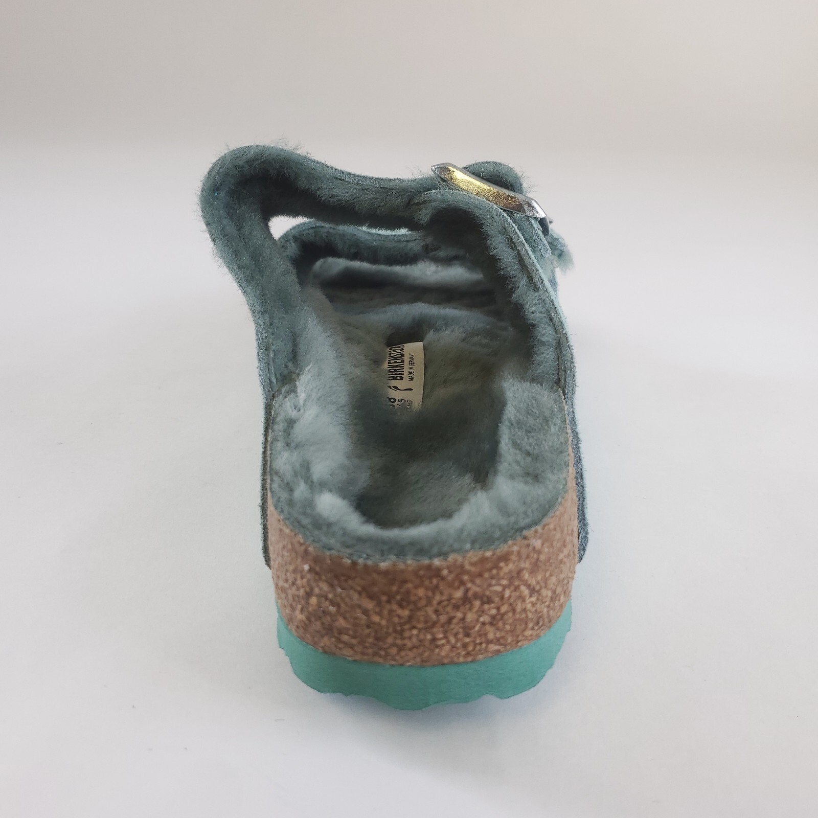 Birkenstock Arizona Shearling Fur Sandals Teal Green 37 240 L6 M4 Women 6 Men 4