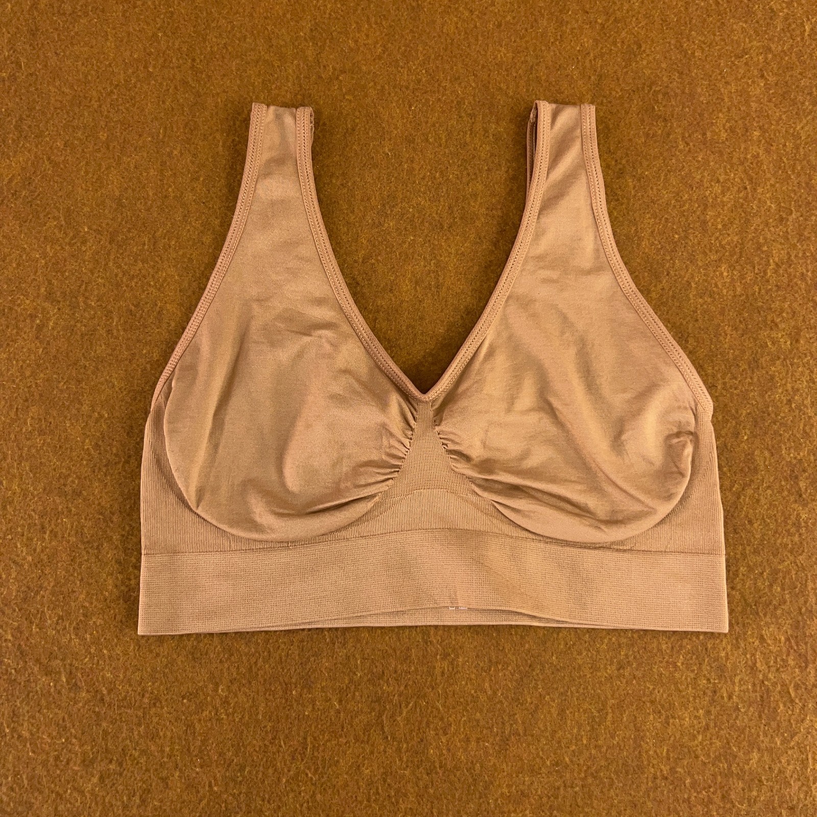 Rhonda Shear Womens Size XL Beige Wireless Pullover Ahh Bra 2 Pieces New