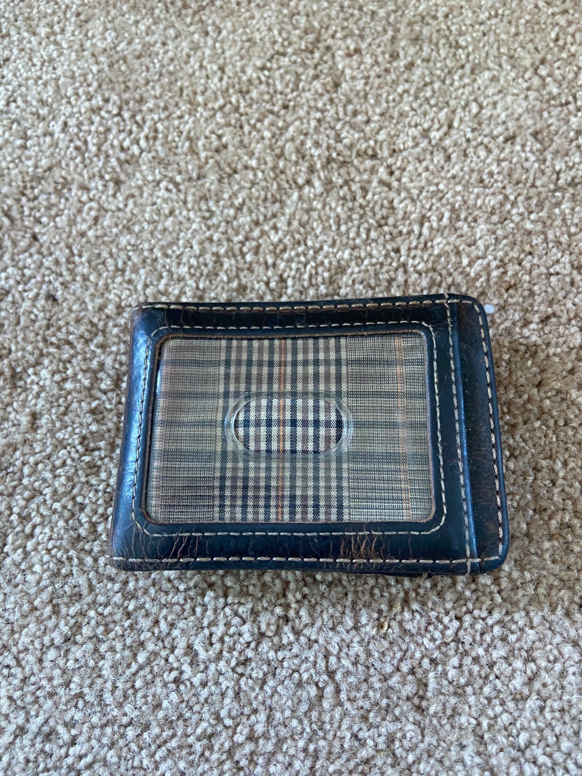 vintage mens leather bi fold wallet with back money clip