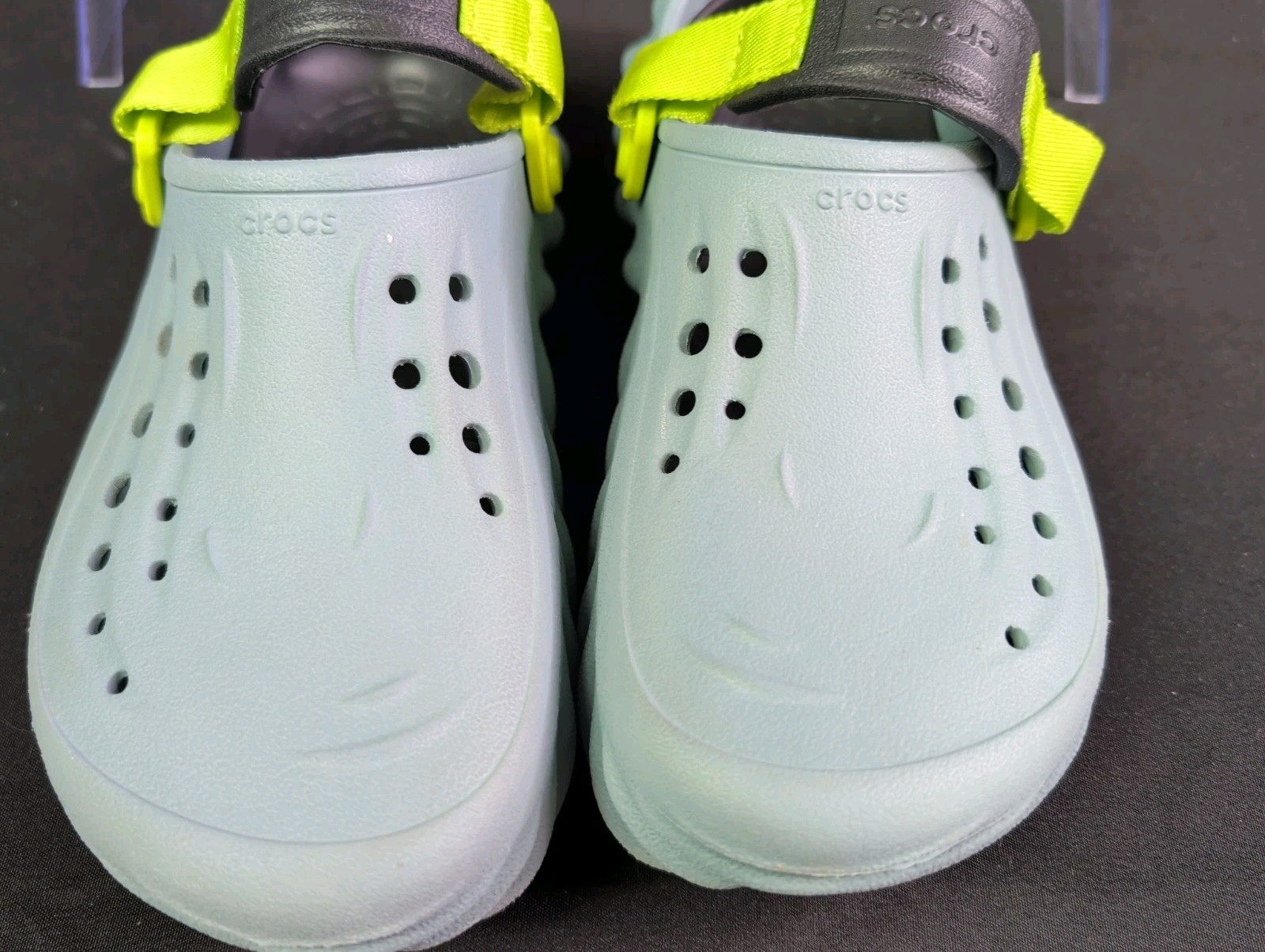 Crocs Echo Clog “Pond” size Blue/Black-Volt 207937-3YO Sz J6 W8 M6