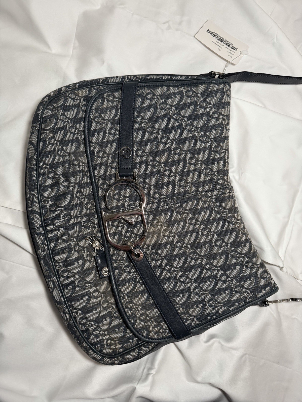 Christian Dior Diorissimo Blue Monogram Flap Messenger Crossbody Shoulder Bag