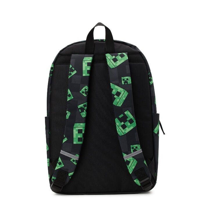 Minecraft Creeper – School Backpack Book Bag 17″ Green Black Kids Backpack New!