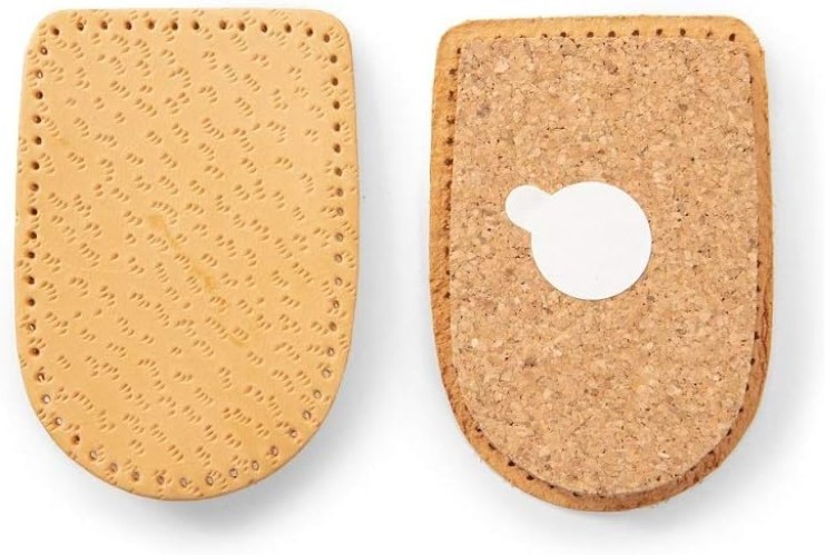 Men’s Orthotic Heel Raise, Natural Cork & Leather, Relief for Achilles Pain