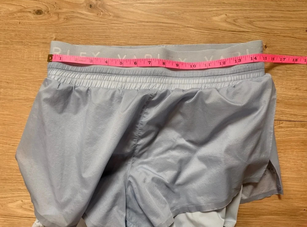 VARLEY Fresno Shorts Large Blue Sheer Nylon 2-in-1 Athletic Running Shorts