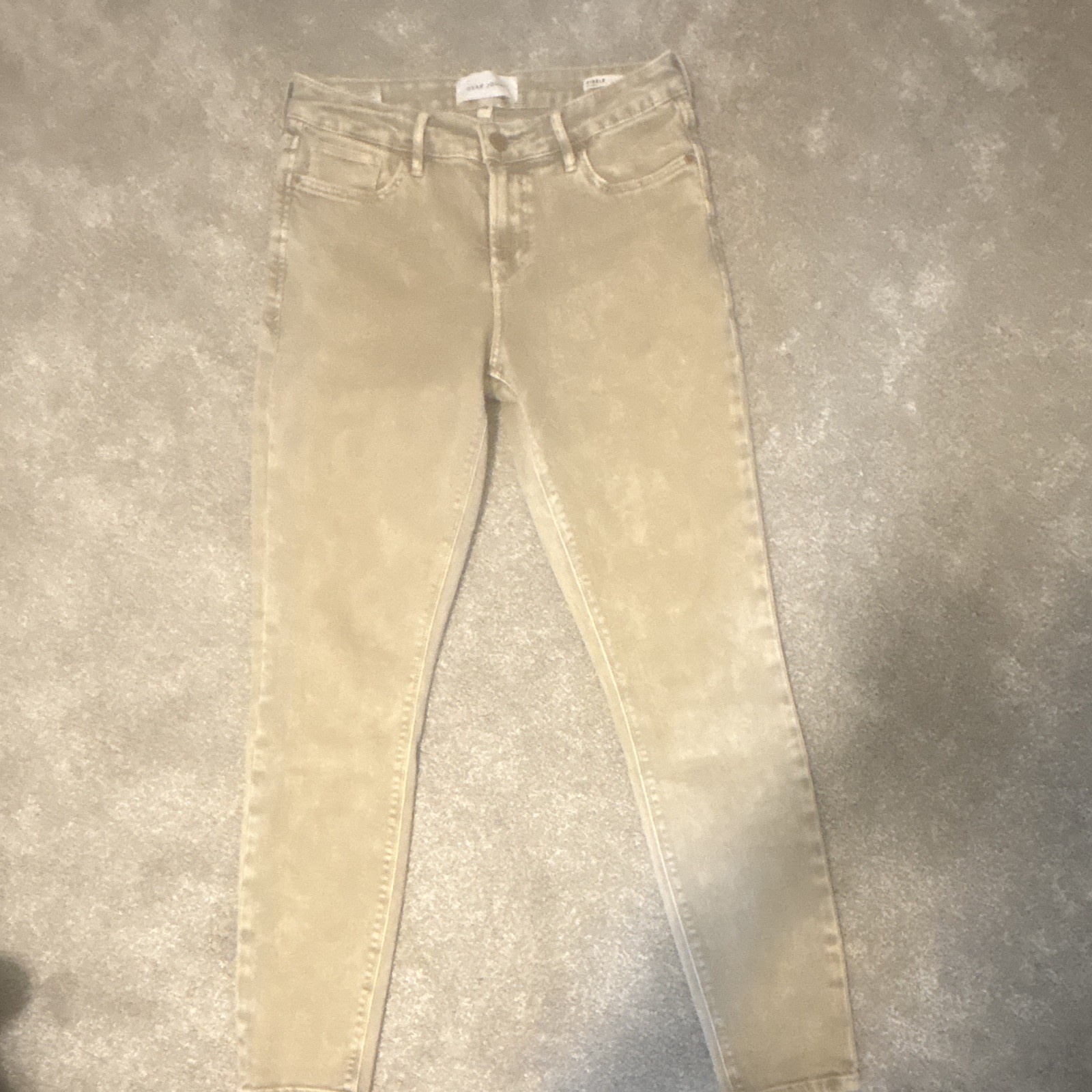Dear John Women’s Beige Light Wash Skinny Jeans 5-Pocket Mid Rise Button