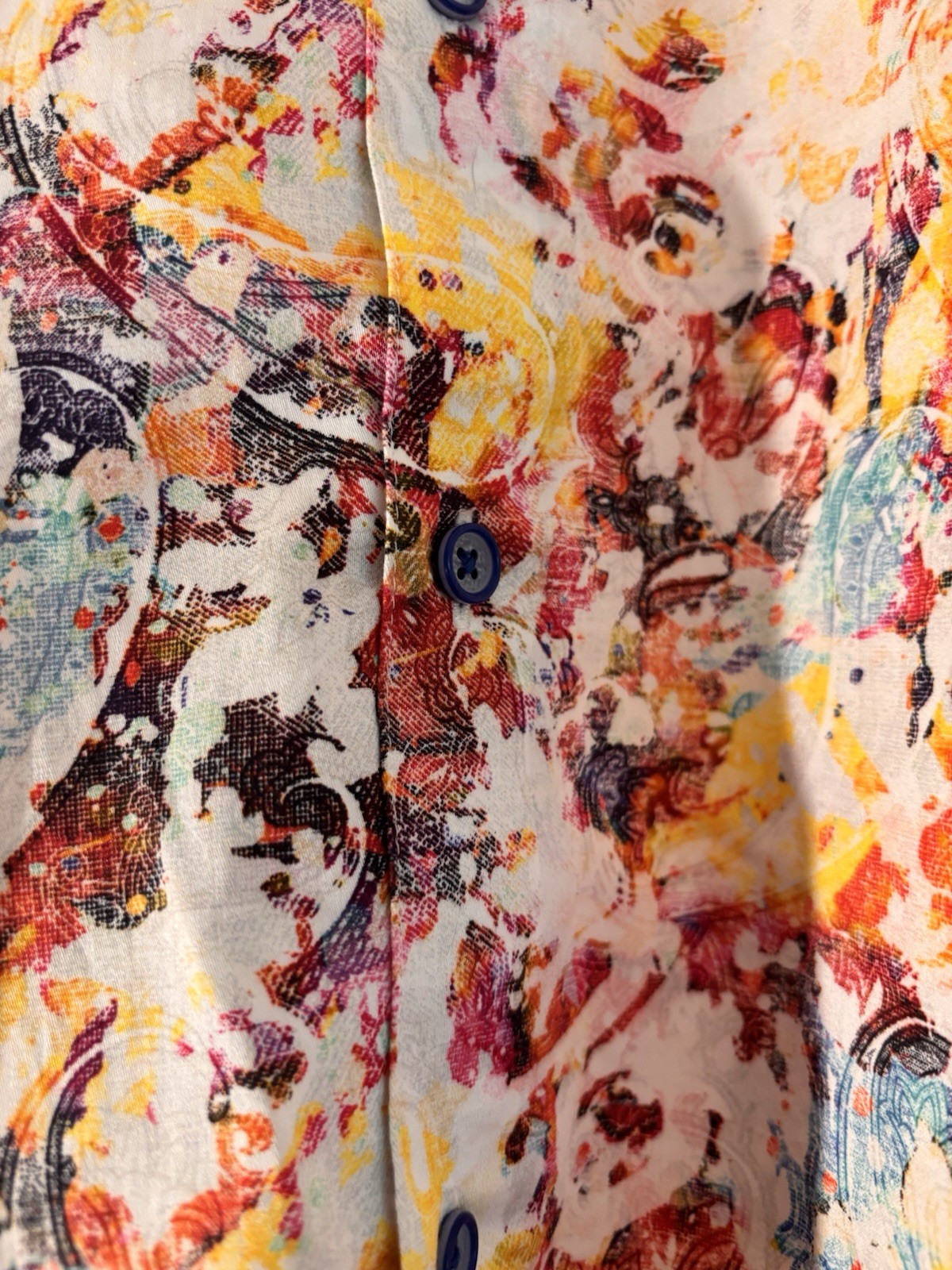 Robert Graham Multicolor Abstract Swirl Rainbow Pride Classic Fit, Size M