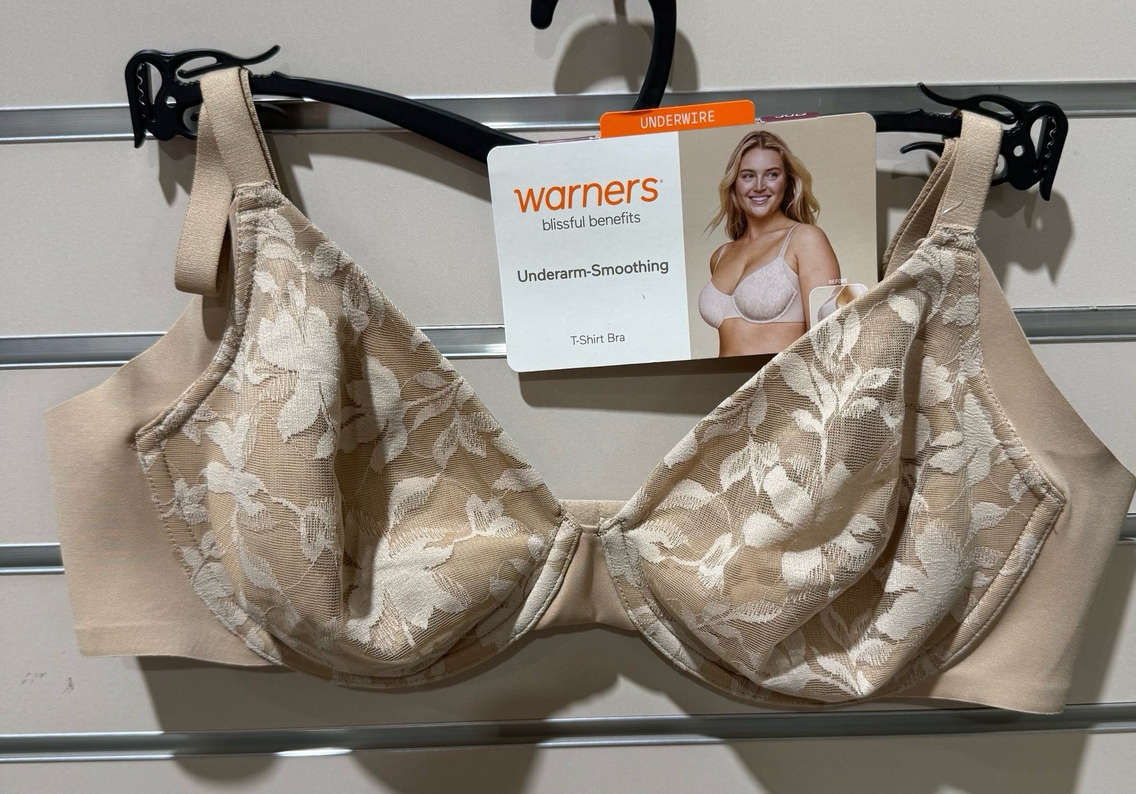 NWT Warners Blissful Benefits Underarm Smoothing T-Shirt Bra Beige Or White