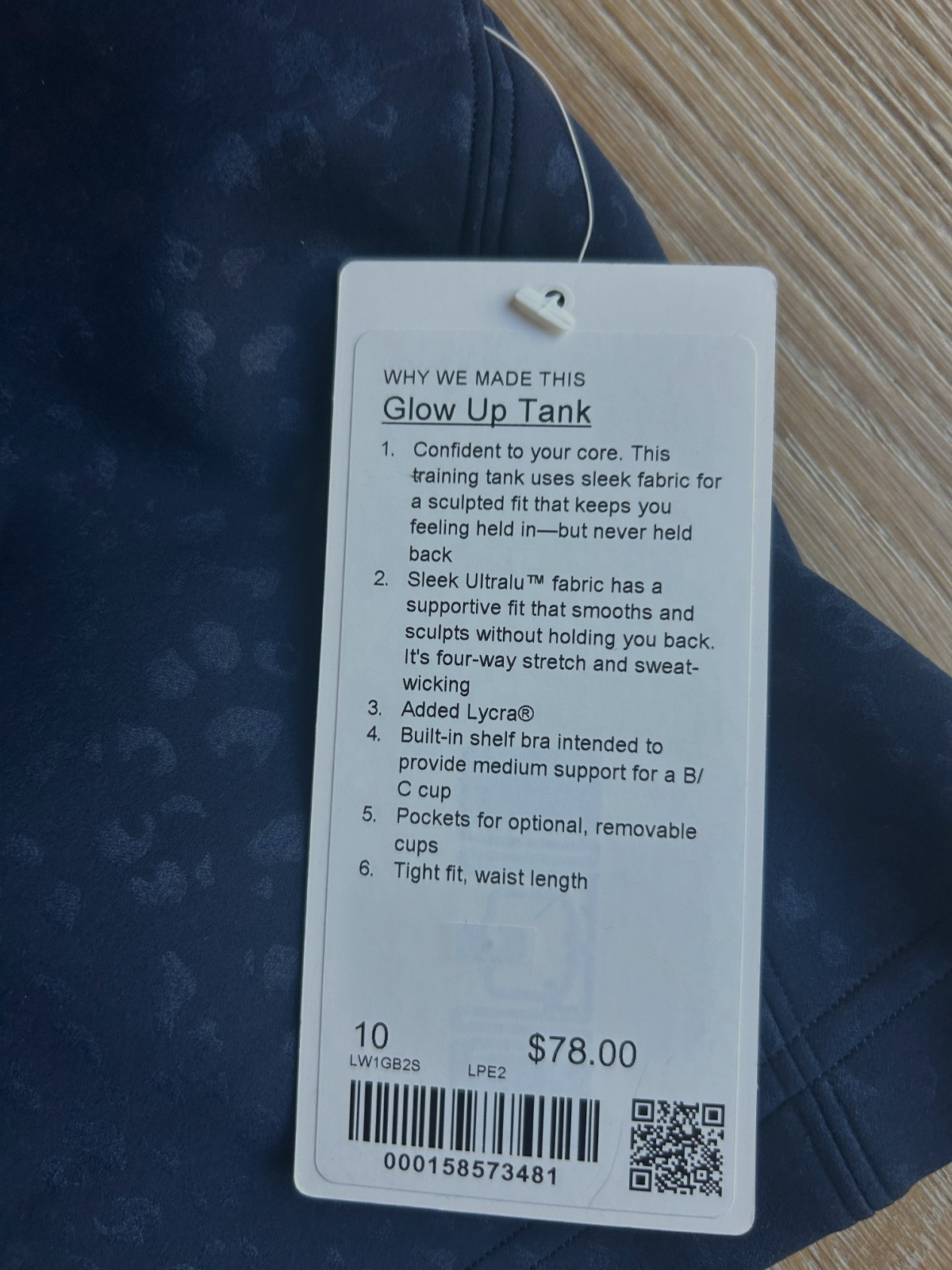 NWT lululemon Glow Up™ Tank Top Navy Leopard Polka Medium Support – Size 10