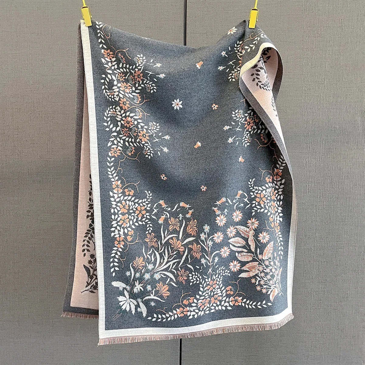 Women’s Thick Warm Floral Pashmina Shawl Luxury Long Tassel Winter Scarf Wrap