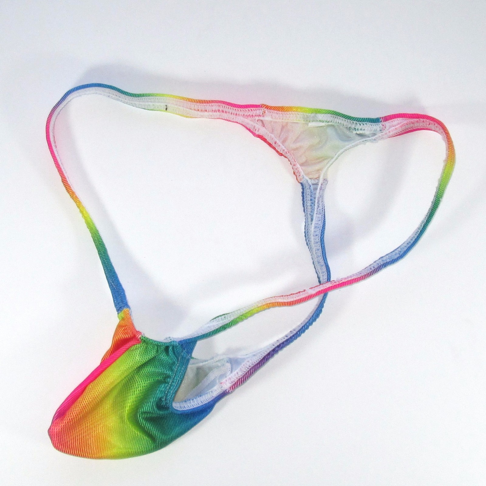K403 P String Thong Grape Smugglers Contoured Pouch Rainbow Printed Swim fabric