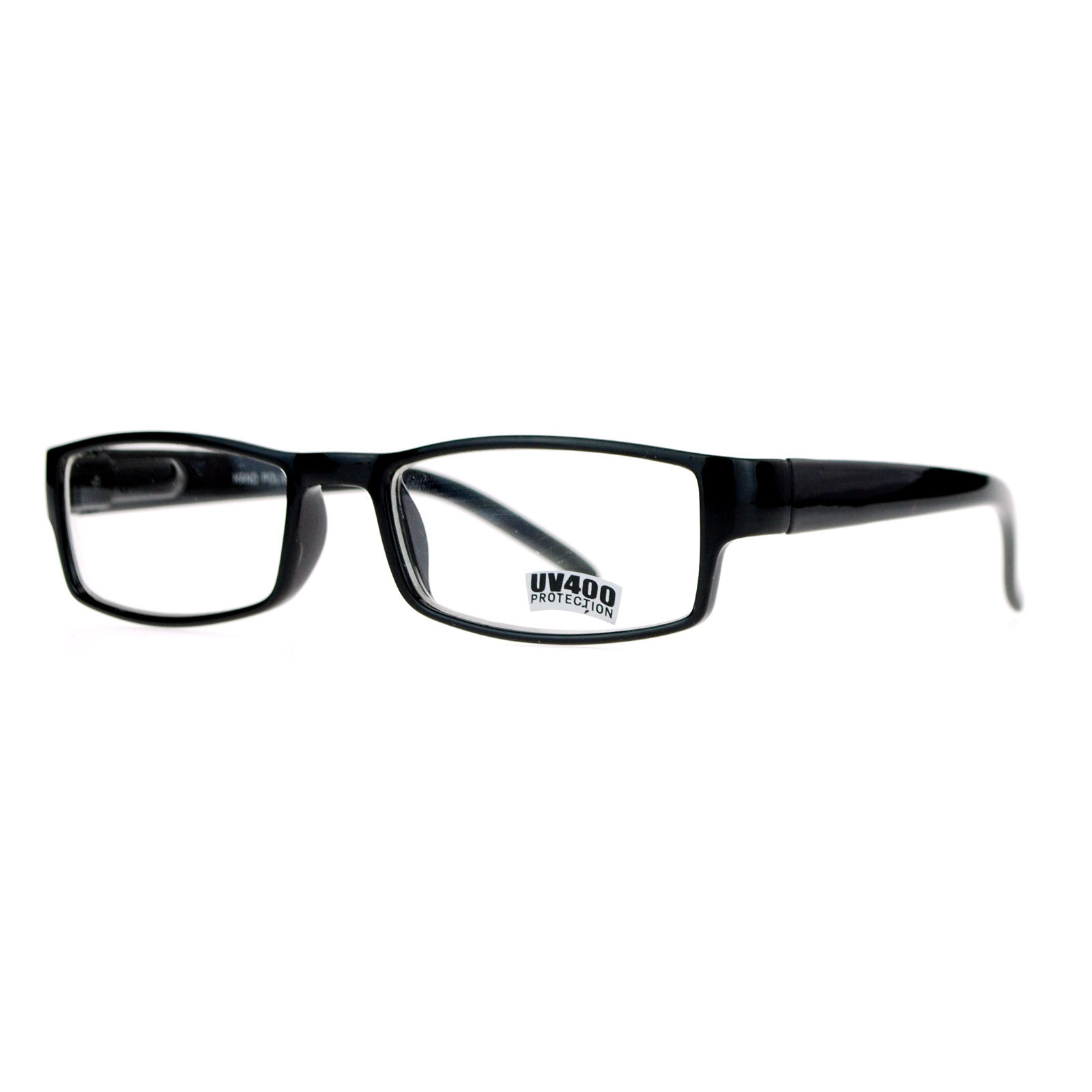 Black Clear Lens Glasses Classic Rectangular Eyeglasses Frame Spring Hinge