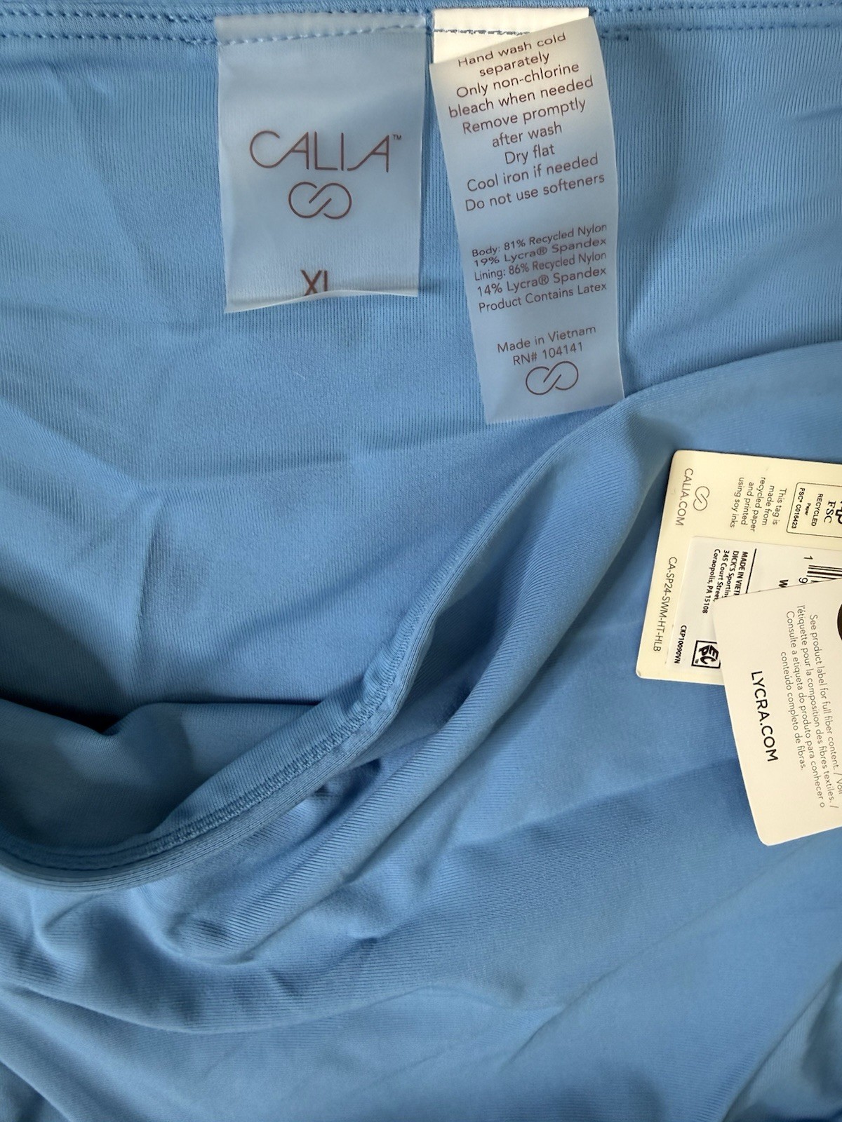 CALIA Core Mid Rise Swim Bottoms Size XL Tranquil Blue Beach Vacation NEW $48