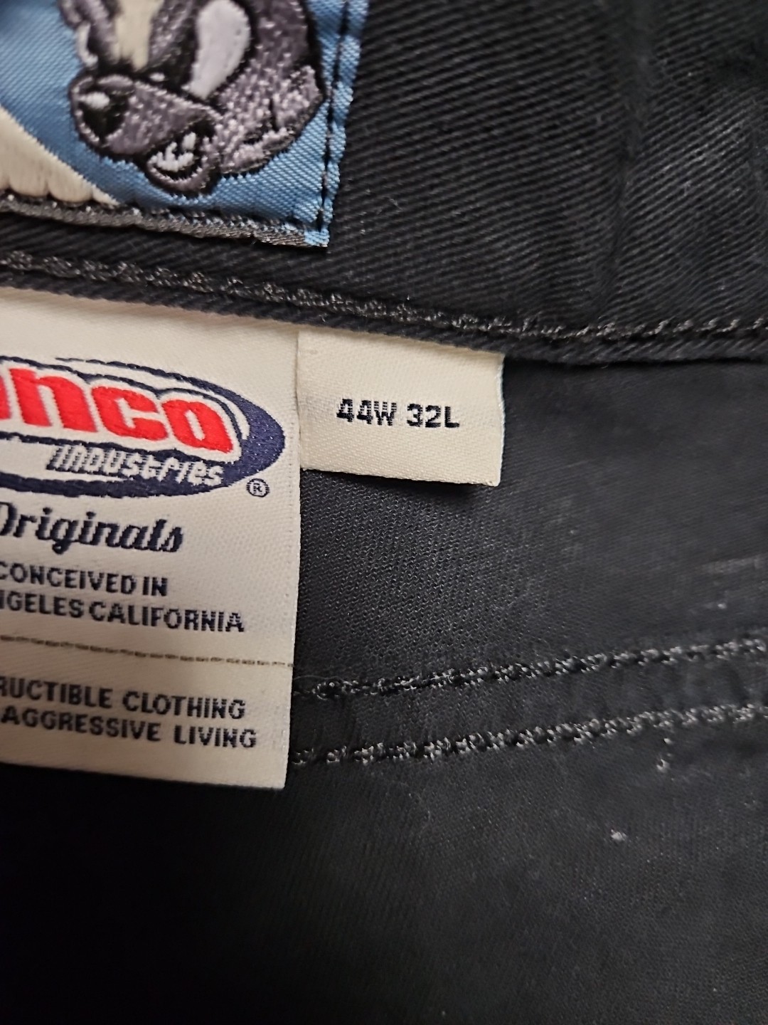 JNCO Skunk Black Canvas Pants NWOT Mens 44×32 Super Twill Limited Edition